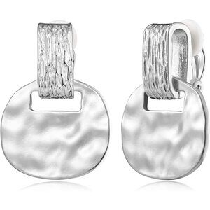Silver Clip On Drop Earrings for Women Non Piercing Dangle Fashion Jewelry